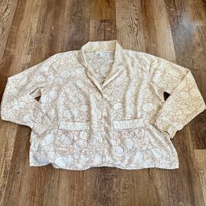 Cleobella cream tan floral pocket button shirt Medium
